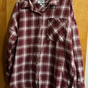 SONO Burgundy Plaid Button-Up Shirt